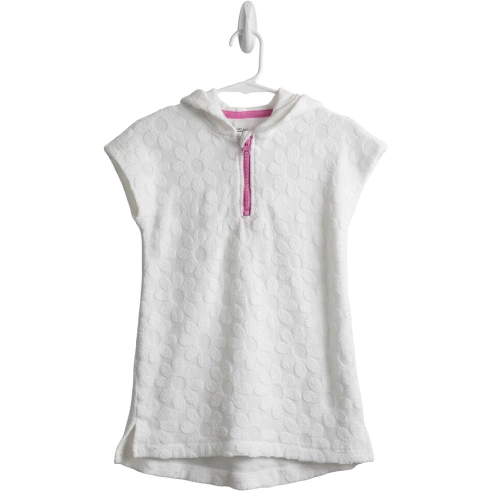 Epic Threads Girls White Floral Terry Cloth Hooded Swim Cover Up Quarter Zip 4T